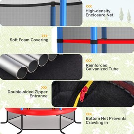 FIREFLOWERY 55” Toddler Trampoline, Indoor Trampoline for Kids with Safety Enclosure Net & Double-Sided Zipper, Ideal Gift for Boys and Girls (Navy)