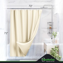 NEATERIZE 3 in 1 Shower Curtain Set - 72x72 Cream Shower Curtain Fabric and Shower Curtain Liner with Rust-Resistant Metal Hooks - Bathroom Shower Curtain Sets - Cortinas de Baño