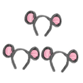 Beavorty 3pcs Cute Mouse Costume Headband Plush Grey Animal Ear Hairband for Party Cosplay Festival Soft Comfortable Mouse Ears Accessory for Women