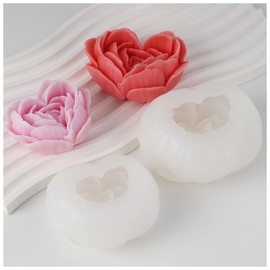 2 PCS Rose Candle Molds, Rose Resin Casting Mold, 3D Heart Shape Roses Flowers Molds, Flower Silicone Mold for Candle Making and DIY Craft (Flower)