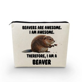 YULUENZE Beaver Lover Gift Beaver Makeup Bag Beavers Are Awesome Toiletry Zipper Pouch Funny Beaver Cosmetic Bag Birthday Gift for Beaver Fans Lovers Women Friends