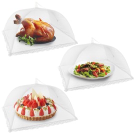 NEPAK 3 Large and Tall Food Covers, 17"x17" Food Tents Food Covers for Outdoors,Pop-up Mesh Food Covers Nets for Outside,Screen Tents,Parties Picnics, BBQ,Reusable and Collapsible