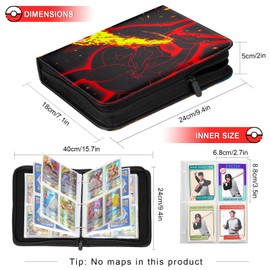 Card Binder for Kids,Trading Card Binder 4 Pocket 50 Pages 400 Cards Capacity,Portable Waterproof PU Card Binder Folder,Collectible Card Album This is the perfect for boys and girls (SL400)