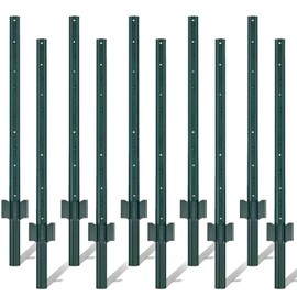 AMAGABELI GARDEN & HOME Fence Posts 4Feet 10Pack Sturdy Heavy Duty Metal Fence Post with U-Channel Steel Fence U-Post Coated Green Poles Support for Chicken Wire Fence Garden Patch Posts
