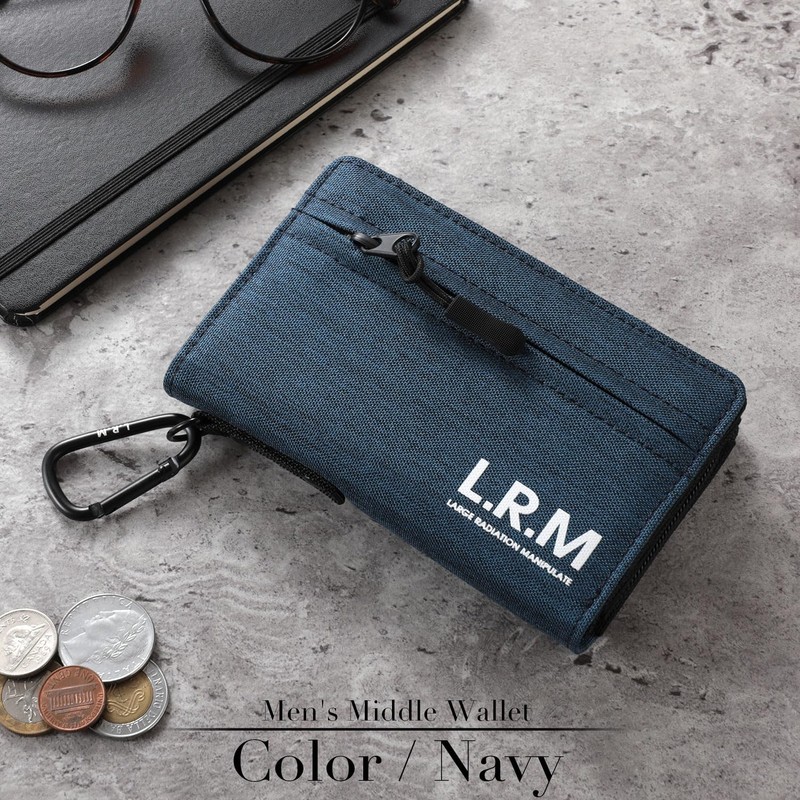 Naru Bi-Fold Wallet, Middle Wallet, Men's and Women's, With Carabiner,