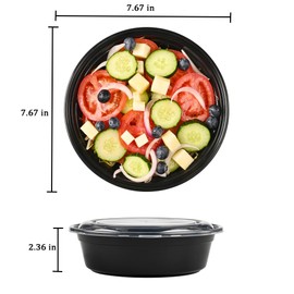 LOKATSE HOME 32 oz Round Meal Prep Containers with Lids 16 Pack Food Storage Bento Box Microwave Dishwasher Freezer Safe