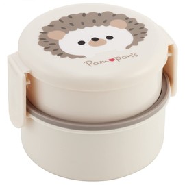 Skater ONWR1AG-A Antibacterial 2-Tier Lunch Box with Fork, Rice Ball Case, 16.9 fl oz (500 ml), Made in Japan, Microwave Safe, Pompon's Hedgehog