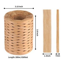 Raffia Ribbon for Gift Wrapping - Cuttte 218 Yards Raffia Yarn for Crocheting, Paper Ribbons for Craft, Packing Paper Twine Yarn 1/4 Inch Width (Kraft)