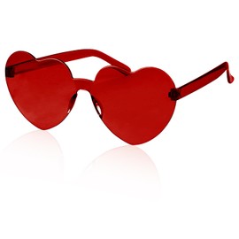 Rumyve 1 Piece Heart Shape Sunglasses - Womens Fashion Multicolor Rimless Heart-shaped Glasses Ladies Shades