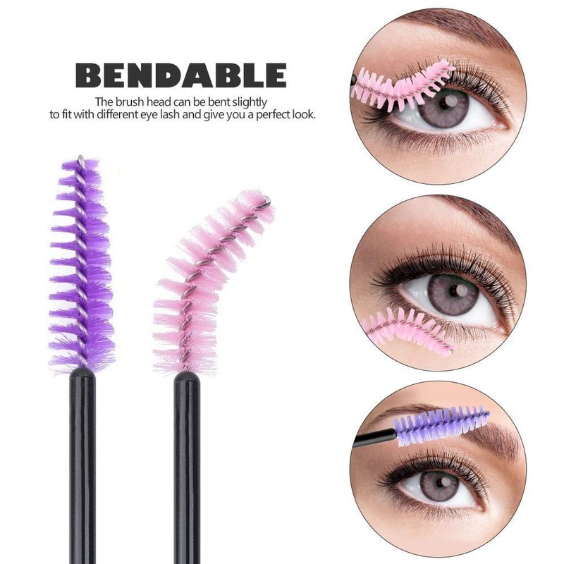 Eyelash Brush Disposable Eyelash Brushes Pink Purple Pack of 200