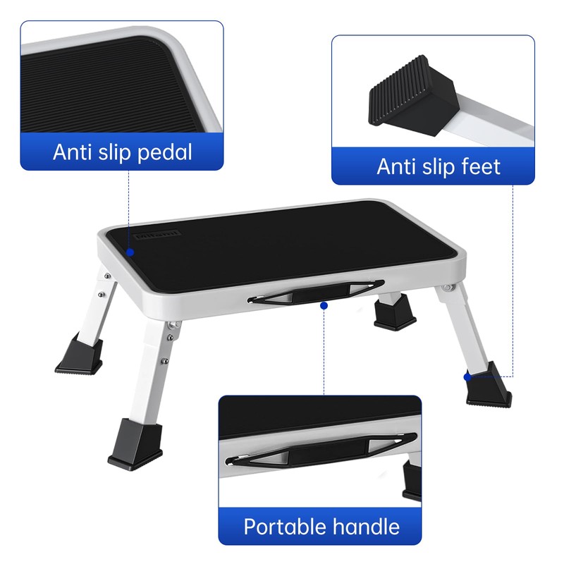 RV Step Stool Foldable 1-Step Stool Ladder Sturdy Metal Stable