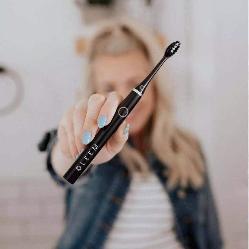 Gleem Battery Electric Toothbrush, Soft, Black, for Adults & Children