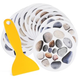 Healeved Non Slip Bathtub Stickers 12 Colorful Stone Decals 5.91 Inch Diameter with Yellow Scraper Anti Slip Shower Safety Stickers for Bathroom Floor