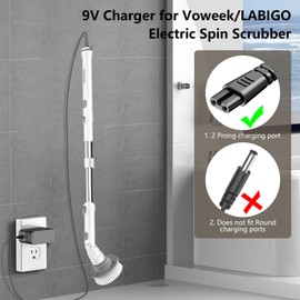 Replacement for Voweek Electric Spin Scrubber Charger, 9V Charger for LABIGO Electric Spin Scrubber LA1 Pro, Power Adapter for Voweek VWS211
