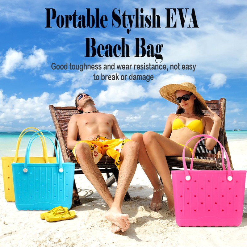 Forrader Rubber Beach Tote Bag, Large Waterproof Beach Bag for