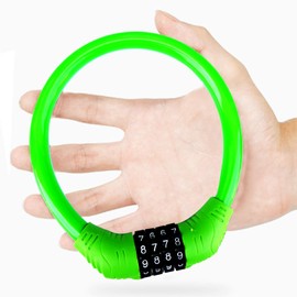 SPROUTER Bicycle Cable Lock Combination Cable Bicycle Lock, Portable Bicycle Lock with 4-Digit Combination, Theft-Proof Bicycle Lock for Kid Bike Moutain Bike, 12 cm Diameter, Green
