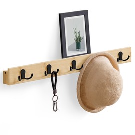 SONGMICS Coat Hooks Wall Mounted, Coat Rack Wall Mount, 5 Double Metal Hooks for Bags, Hats, and Towels, for Entryway, Living Room, Bedroom, Loads up to 55 lb, Natural Beige ULCR005N01