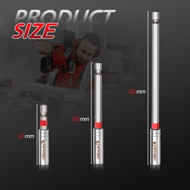 ColumPRO 3-Stück Magnetisches Erweiterungsschlüsselhalter-Set, 60, 100, 150 mm Sechskantschaft aus S2-Stahl