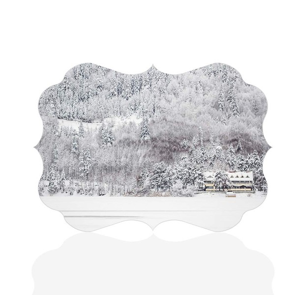 Fastasticdeals Horizontal Home Decor Wall Sign Winter View of Motel