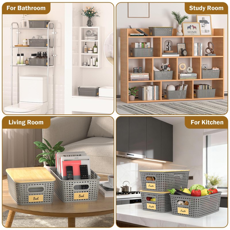 Stackable Storage Basket: Plastic Baskets Bins, Baskets for Organizing, Pantry
