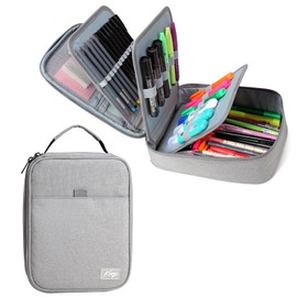 Kasqo - Estuche grande para lápices con 54 ranuras de gran capacidad, portátil, para guardar artículos de papelería, bolígrafos, bolsa, múltiples compartimentos, para escuela, oficina, universidad, estudiantes, adultos y adolescentes