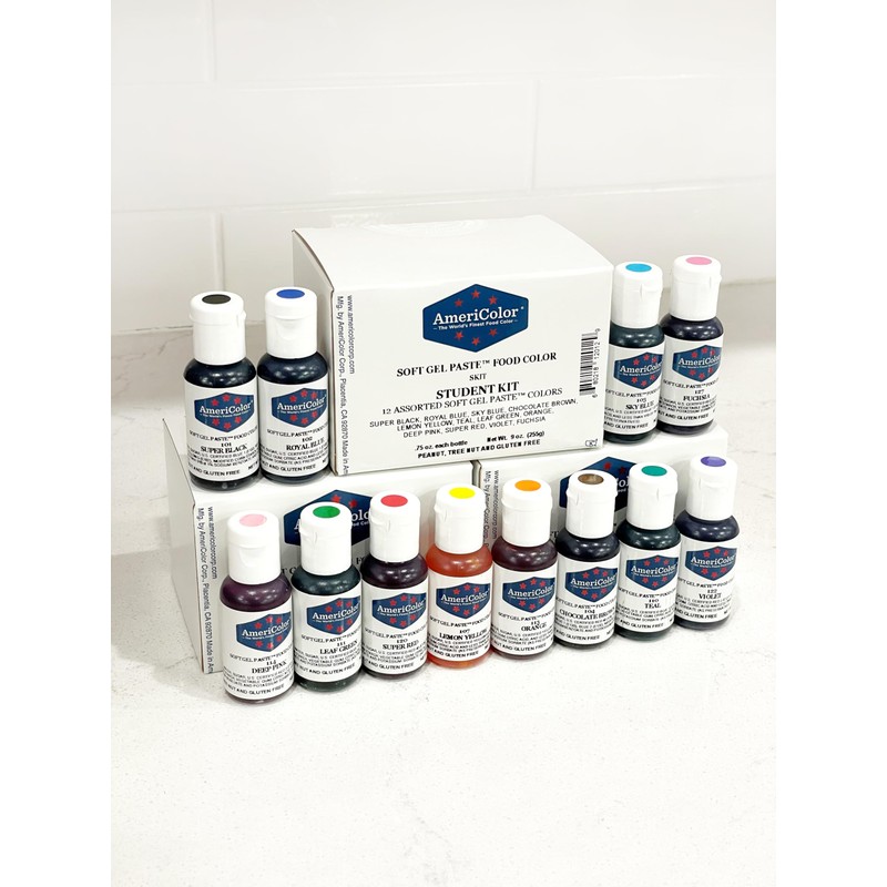 Food Coloring AmeriColor Student - Kit 12 .75 Ounce Bottles