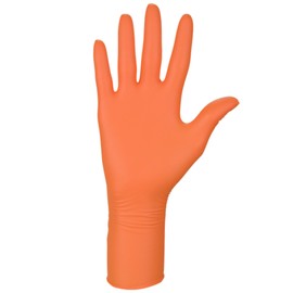 Nitrylex 21823 Non-Sterile, Powder-Free, Orange Nitrile Examination and Protective Gloves, Disposable Use, Large,