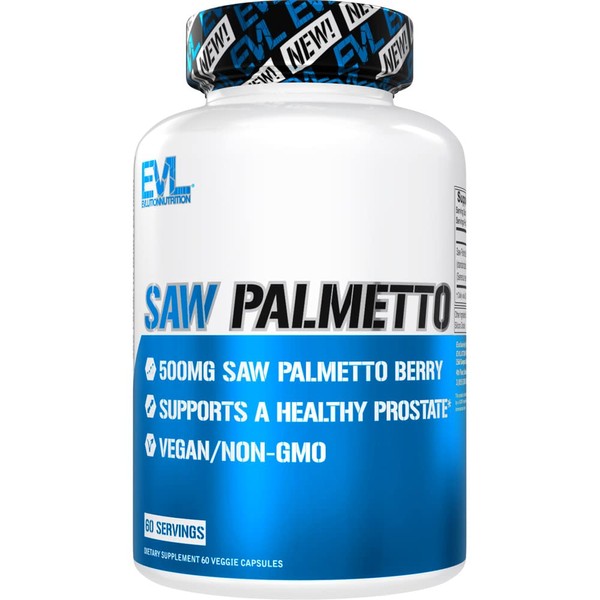EVL Saw Palmetto for Men 500mg - Saw Palmetto Extract Prostate Supplement for Men for Size Function and Better Bladder Control - DHT Blocker and Thicker Stronger Faster Hair Growth Vitamin for Men