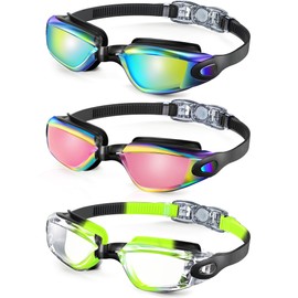 OUTDOORKING Kids Goggles Swimming Goggles-Kids-Swim: Anti Fog Kids Goggles for Girls Boys with UV400 No Leak 3 Pack Age 6-16