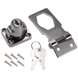 XMHF 2Pcs Keyed Hasp Locks 2.5 Inch Twist Knob Keyed Locking Hasp, Metal Safety Hasp Latches Keyed Different for Small Doors, Cabinets and Toolbox, Gun Black