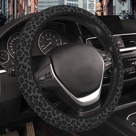 KARREAL Fashion Thickened Car Steering Wheel Cover Women, Leopard Cheetah Print Steering Wheel Covers, Car Decor 14.5-15 Inch Fit Auto, Suvs, Truck