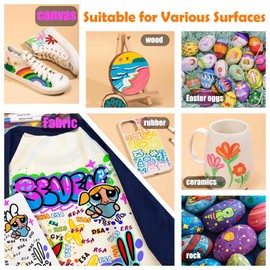 Leilifre Fabric Markers for Clothes 24 Colors Set Acrylic Canvas Markers, Christmas Gifts Dual Brush Tip Markers for Coloring Markers No Bleeding, DIY Tooli Art Acrylic Paint Pens for Rock