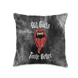 My Freaky World Goth Aesthetic Clothes & Dark Art My Freaky World Gothic Aesthetic Alt Girls Taste Better Throw Pillow, 16x16, Multicolor
