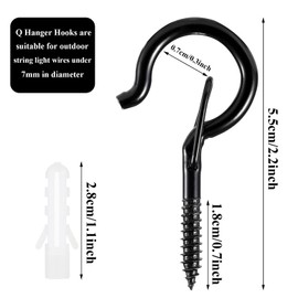 Oenothera 30 Pieces Q Hanger Hooks with Safety Buckle, Screw Hooks, Wall Cabinet Ceiling Eye Hooks for Hanging Plants, Birdcage, Wind Chimes（M4）