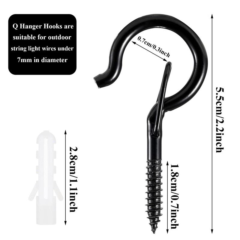 Oenothera 30 Pieces Q Hanger Hooks with Safety Buckle, Screw