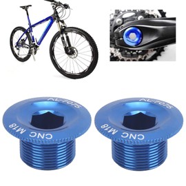Haowecib Bike Crank Arm Bolts, 2Pcs Crank Bolt Aluminum Alloy Crank Cap Crank Screw Cap Bike Accessory for Bike Bicycle(M18 Blue)