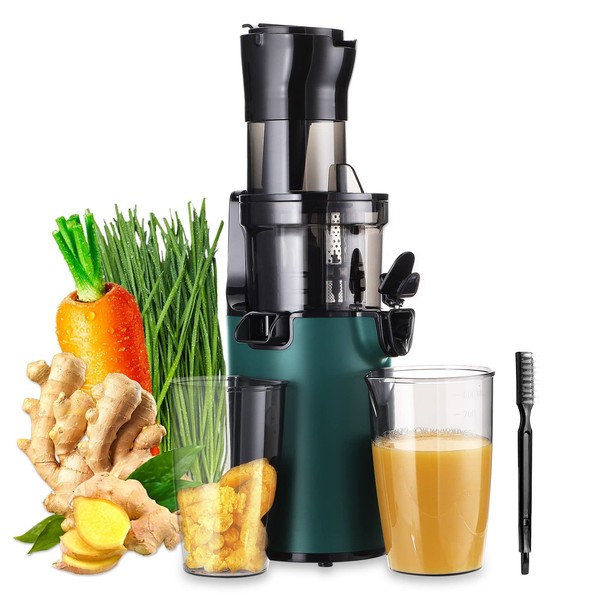 Cold Press Juicer Machines-SOVIDER Up to 92% Juice Yield Compact Slow Masticating Juicer 3.1" Wide Chute for High Nutrient Fruits Vegetables Easy Clean with Brush Pulp Measuring Cup Reverse