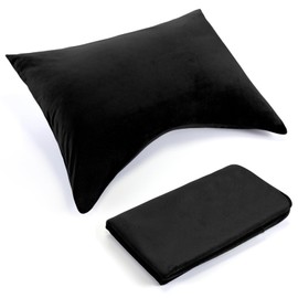 Tudomro 1 Piece Curved Pillow Case Side Sleeper Pillowcase (Only Pillowcase) Plush Pillow Cover with Zipper Queen Size 20 x 30 Inches Breathable Soft(Black)