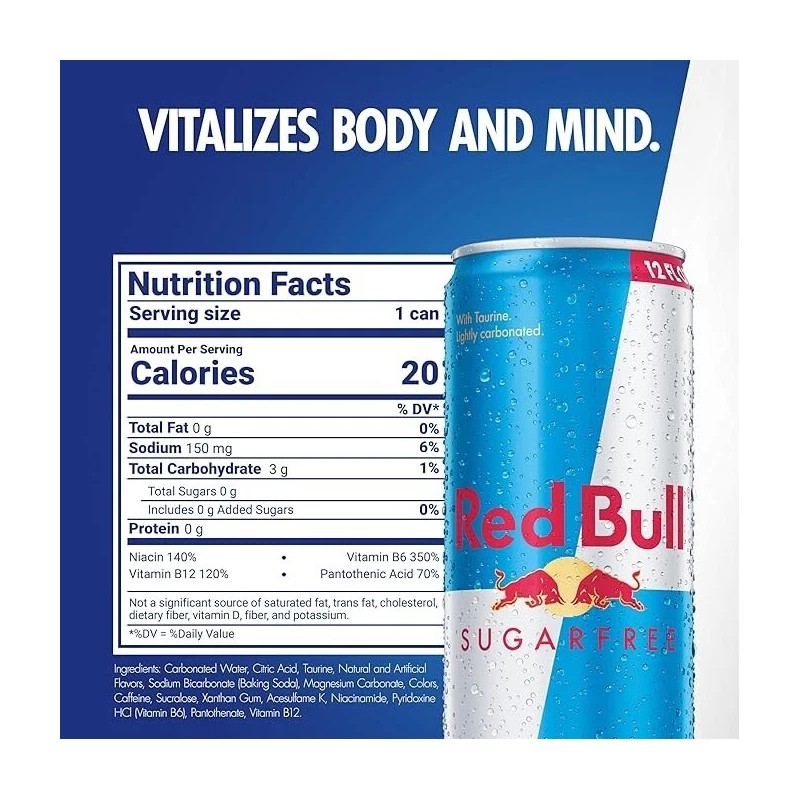Red Bull Sugar Free Energy Drink with 114mg Caffeine plus