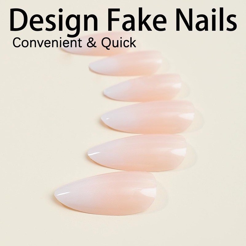 24PCS Tip Almond Press-on Nail Tips - Medium Long Nude