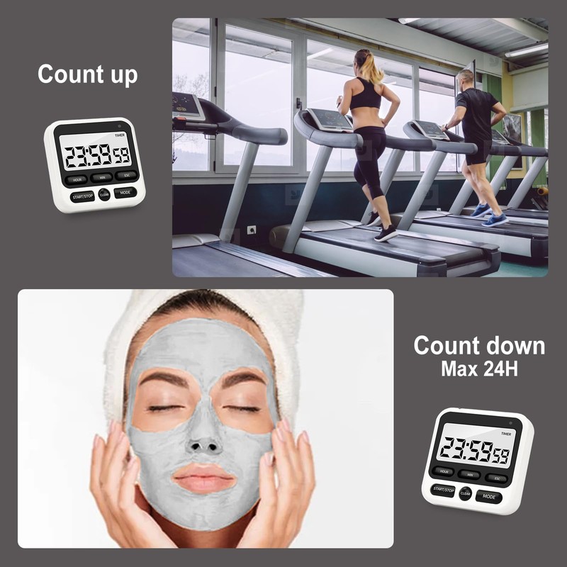 2 Pack Digital Kitchen Timer 24 Hour Clock and Alarm