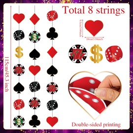 Blosssound 8 Pieces Casino Theme Party Decorations Casino Party Hanging Garlands Poker Hanging Banner Las Vegas Theme Card Garlands for Poker Night Birthday Supplies