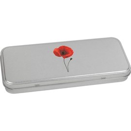 Azeeda 'Simple Poppy Flower' Metal Hinged Stationery Tin/Storage Box (TT00292195)