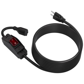 STARELO Extension Cord Near Waterproof Switch 3-Prong Outdoor 1875W Black Heavy Duty Extension Cord, 14/3 SJT Extension Cord,Control Switch ON/Off 15A 125V Grounded Plug Receptacle.（15FT,Black）