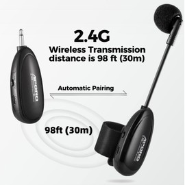 JCWY JCWY 2.4G Wireless Flute Microphone Tie on Music Instruments Microphone, Wireless Receiver and Transmitter, for Flute and More