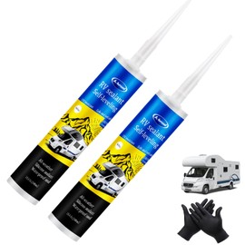 Autosel Self-Leveling RV Roof Sealant, 2 Pack White Lap Sealant – 30s Fast Leveling, Waterproof, Weather-Resistant for RV Roof, Camper, Trailer, and Window Sealing & Repair