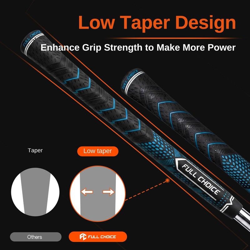 Full Choice Rubber Golf Grips 13 Pack, High Traction, Non-Slip,
