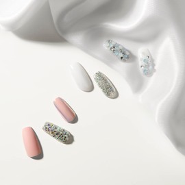 KISS Masterpiece One-Of-A-Kind Luxe Manicure, Premium Acrylic Fake Nails with Pink Gel Nail Glue, Manicure Stick, Mini Nail File, & 30 Glue On Nails Including 12 Accent Nails