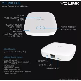 Smart YoLink Hub, 1/4 Mile Super Long Range Smart Hub LoRa Enabled Smart