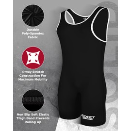 Exxact Sports Plain Wrestling Singlet, Powerlifting Singlet Youth Wrestling Singlet Men for Training (Unisex Adult/Youth), Black, Adult X-Large